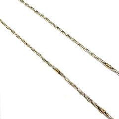 Cadena espiga de plata y oro 2 mm de grosor y 55 cm de largo