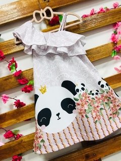 Vestido Panda flores babado infantil - Happy Balloon