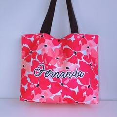 Bolsa Estampa Flores com nome Fernanda