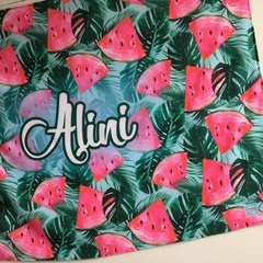 Kit SUMMER Personalizado = Canga de Praia + Almofadinha | Estampa Melancias - Âncora Pink
