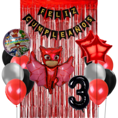 Combo Cumpleaños Globos Temática Héroes En Pijama Owlette en internet