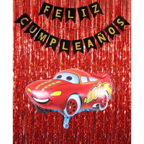 Combo Fiesta Cumpleaños Globos Temática Cars Rayo Rojo
