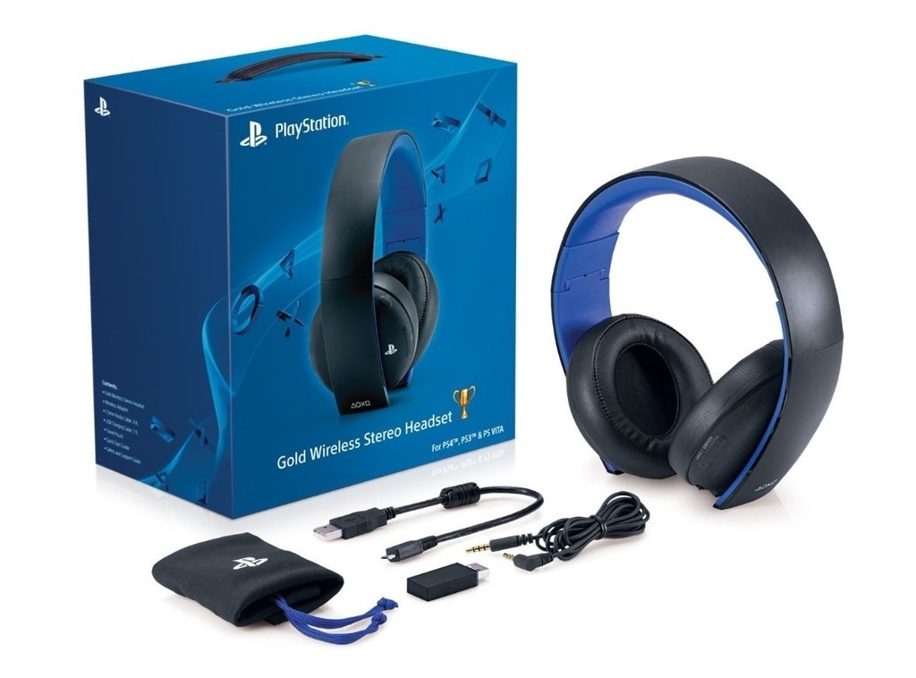 GOLD WIRELESS STEREO HEADSET - PS4 - PS3 - PS VITA
