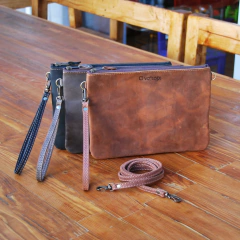 Leather wristlet pouch on internet