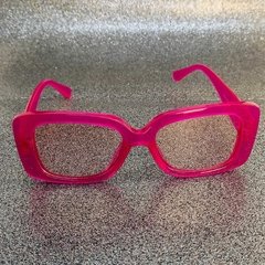 Óculos De Sol Quadrado Rosa Lente Transparente