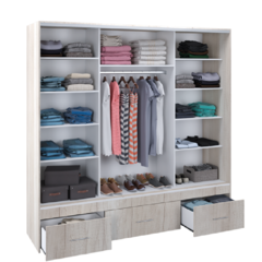 VESTIDOR 3 PUERTAS 1 PUERTA CON ESPEJO 220CM BLANCO - comprar online