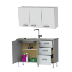 AMOBLAMIENTO DE COCINA 120 C/3 CAJONES, BLANCO