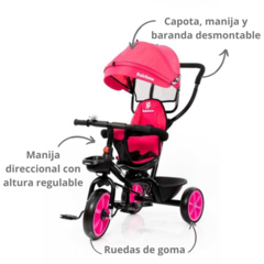 Triciclo con manija direccional Safir Rosa - comprar online