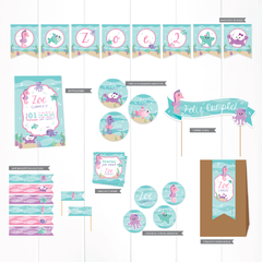 BAJO EL MAR NENA / KIT IMPRESO CUMPLE FELIZ - comprar online