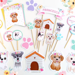 KIT IMPRIMIBLE - PERRITOS Y FLORES en internet