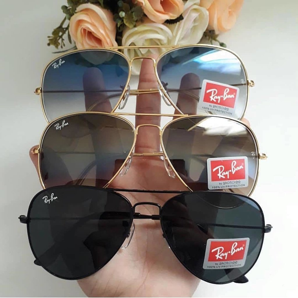 Oculos De Sol Ray-Ban Aviador Classico De Cristal Cores Variadas