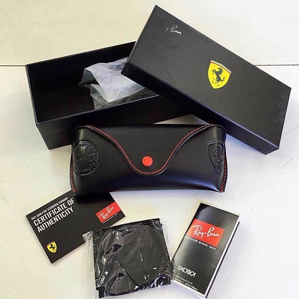 Kit Caixa Case Estojo P/ Oculos Ray-Ban Edição Ferrari Original