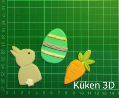 Set 3 Cortantes pascua 5cm mod2 Conejo huevo Conejito zanahoria