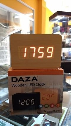 Reloj Despertador Madera Led se Activa por sonido o tacto Mide Temperatura - comprar online