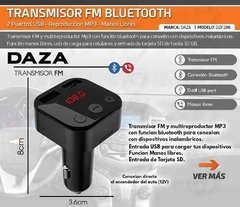 Transmisor Fm Auto Bluetooth Audio Daza Carga Usb Sd 12v - comprar online