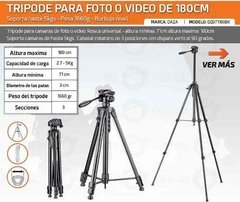 Tripode Camara Foto Filmadora Video 1.80 M Nivel 5kg Bolso