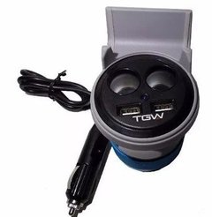 Base Cargador Auto Para Apoya Vaso Tgw 2 Tomas 12v Y 2 Usb