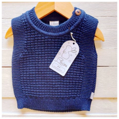 Chaleco tejido lana azul