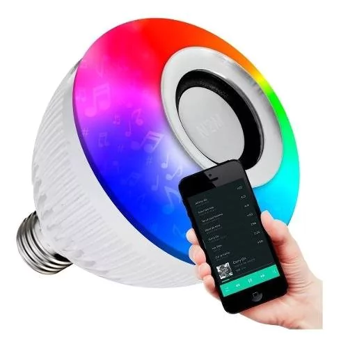 Lampara Led Rgb 220v Parlante Bluetooth Colores Foco