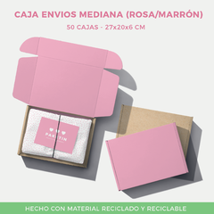 CAJA PARA ENVIOS MEDIANA ROSA X50 - REVERSIBLE - tienda online