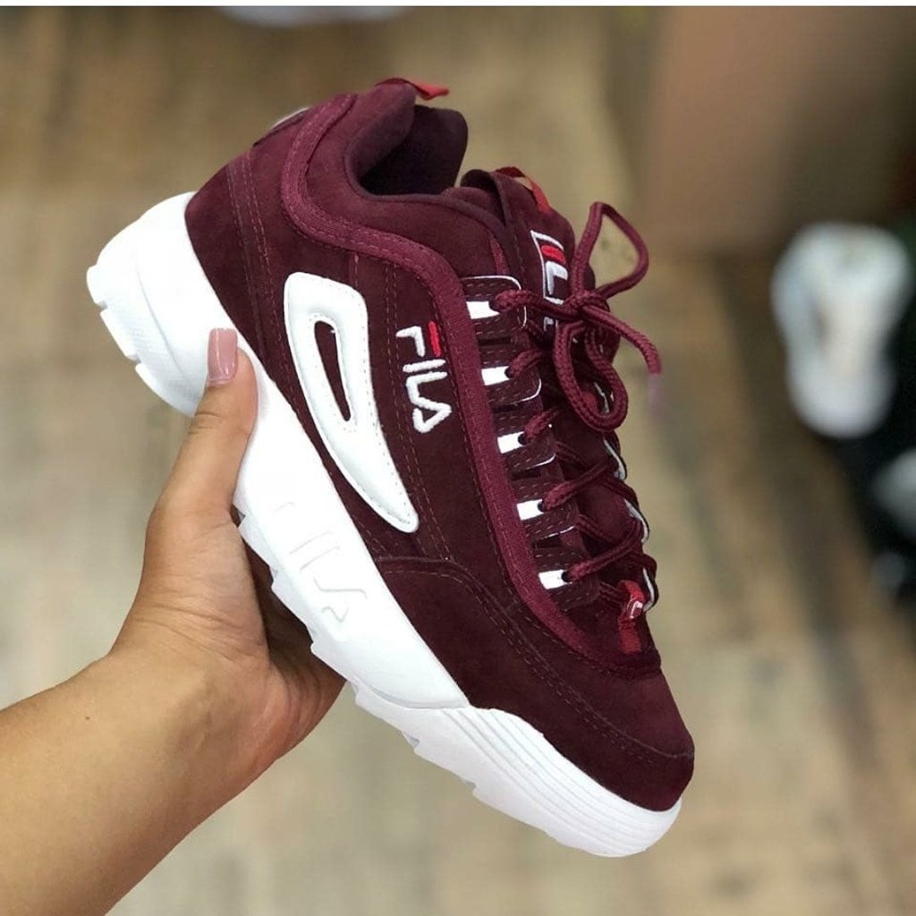 Fila disruptor 2 vinho/branco camurça - Griffeborges