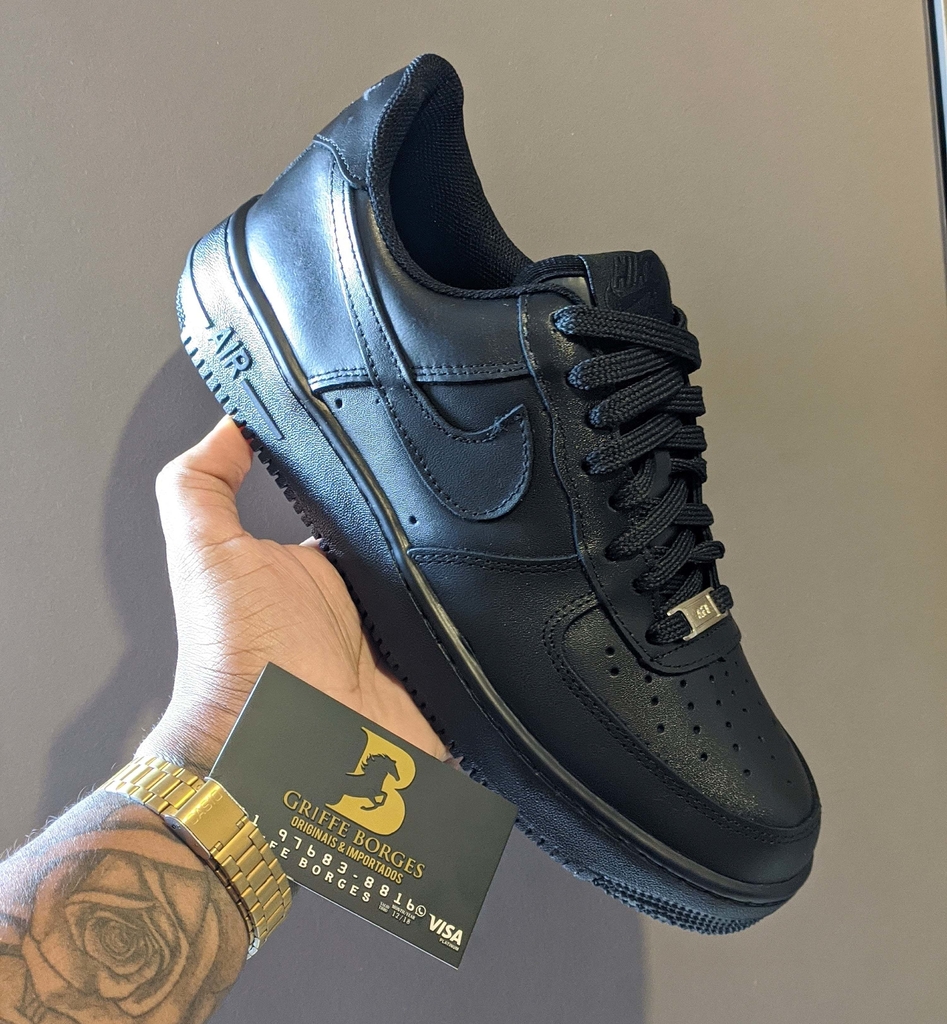 air force preto couro