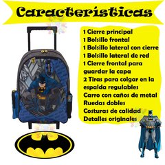 Mochila Batman con capa primaria 18" carro escolar escuela