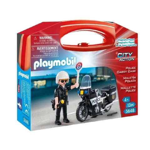 Playmobil Maletin Policia Con Moto 5648