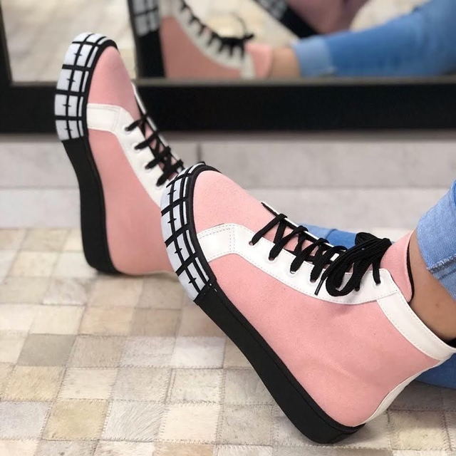 Tênis Feminino Cano Alto Rosa