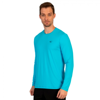 Camiseta ML Proteção UV Azul Claro Masculina - Sol Sports
