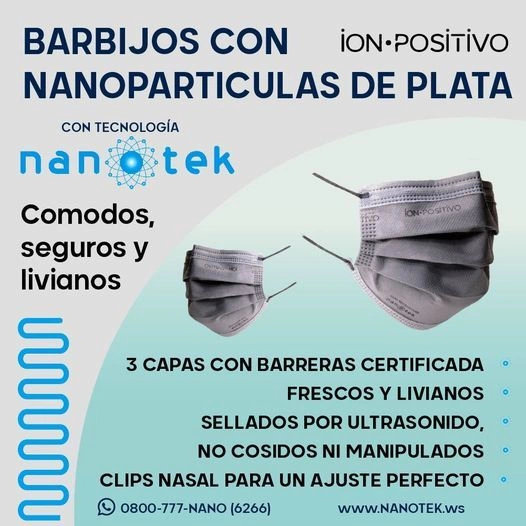 Ion Positivo Barbijos con Nanopartículas de Plata 3uns