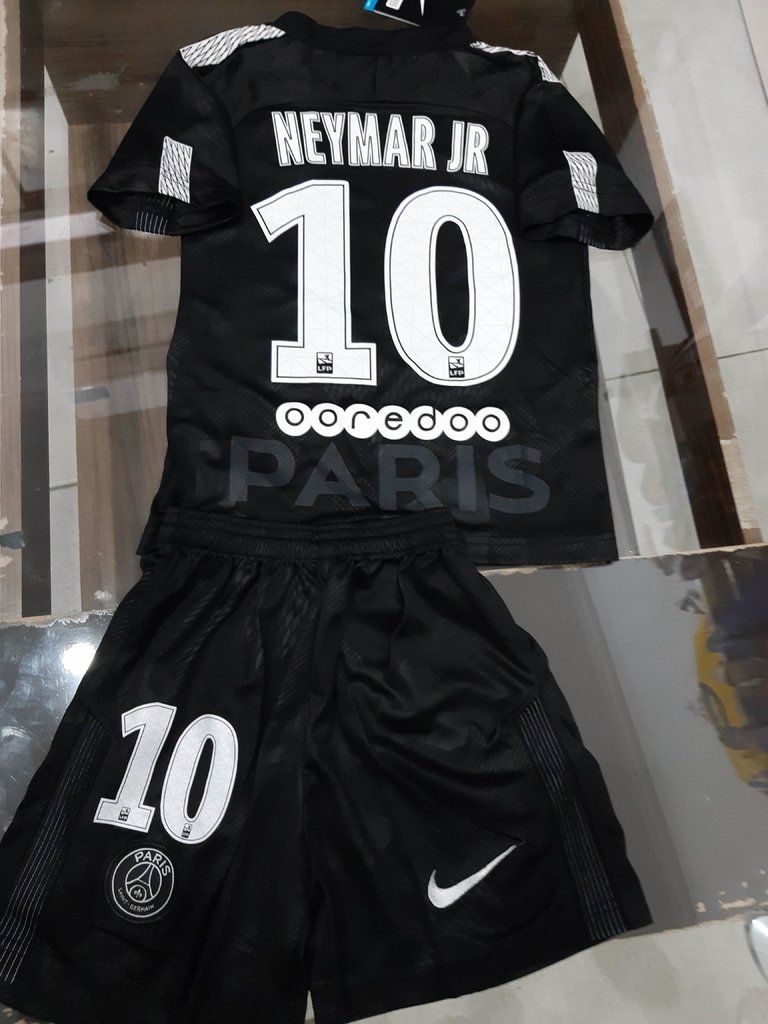 Kit Niño Camiseta + Short PSG Nike Negro 2017 2018 #10 Neymar JR.