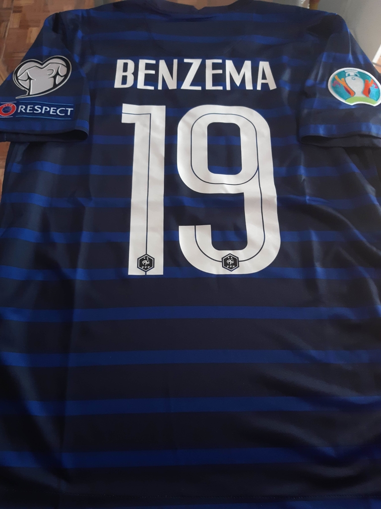 Camiseta Nike Francia Titular Benzema #19 2021 2022 Parches Euro 2020