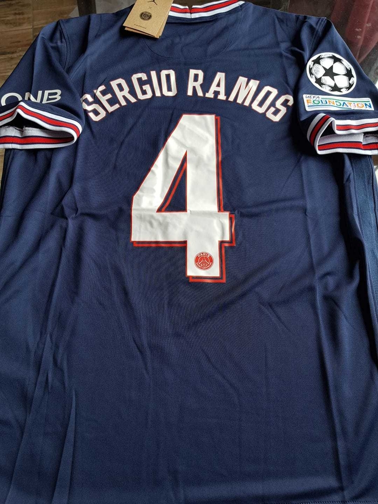 Camiseta Nike Jordan PSG Titular 2021 2022 #4 Sergio Ramos