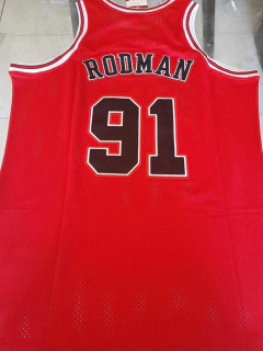 Musculosa Basquet Chicago Bulls Retro MATCH Roja Rodman 1997 1998 #91 - Roda Indumentaria