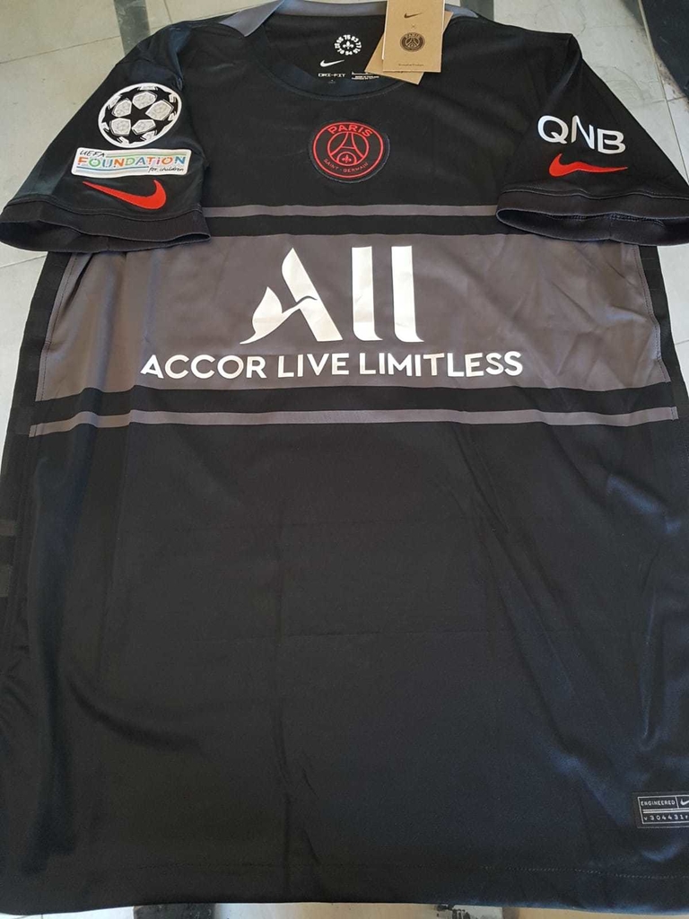 Camiseta Nike PSG Negra 2021 2022 #10 Messi UCL Suplente