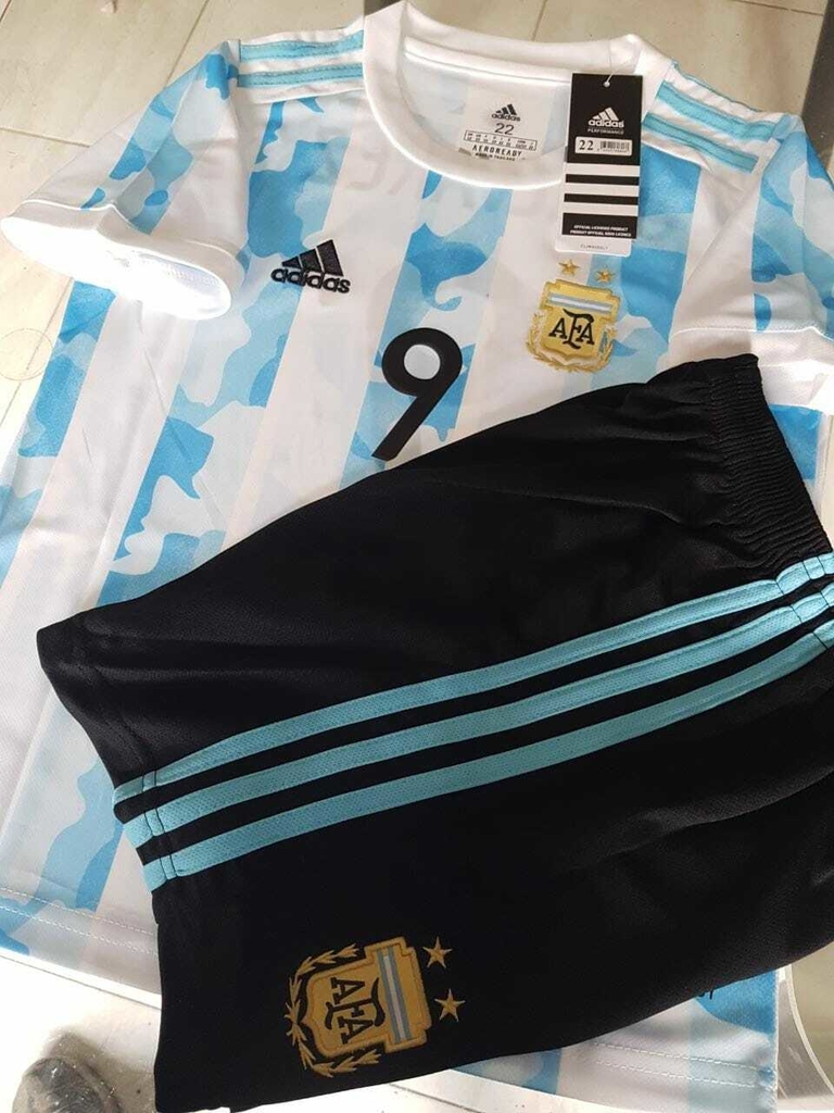 Kit Niño Camiseta + Short adidas Argentina Titular Julian Alvarez #9 2021  2022 #SALE