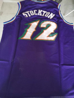 Camiseta Basquet Adidas Retro Utah Jazz Violeta Stockton #12 - Roda Indumentaria