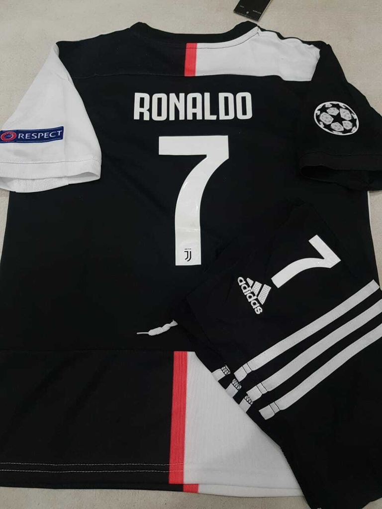 Kit Niño Camiseta + Short adidas Juventus Titular Ronaldo #7 2019 2020 UCL