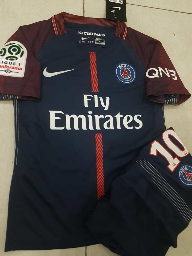 Kit Niño Camiseta + Short PSG Titular Neymar JR #10 2017 2018