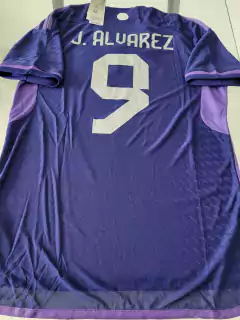 Camiseta adidas Argentina HeatRdy Suplente Violeta Parche Campeon Julian Alvarez 9 2022 2023 3 Estrellas - Roda Indumentaria