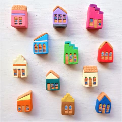 Conjunto casinhas coloridas para parede - Imaterial Artesanato Brasileiro