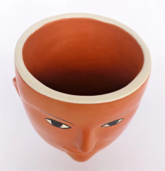 Vaso de Cerâmica Rosto Vale do Jequitinhonha 12cm - Marrom - comprar online
