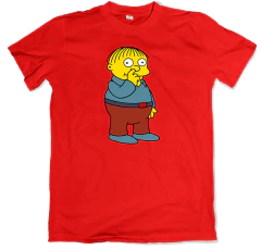 Remera los simpson rafa gorgory dedo en la nariz roja