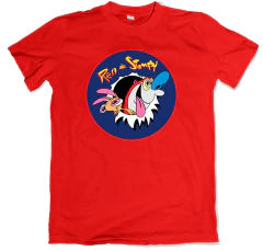 Remera dibujos animados retro ren and stimpy roja
