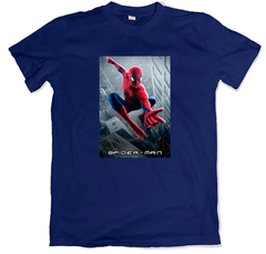 Remera cine poster spider-man azul marino