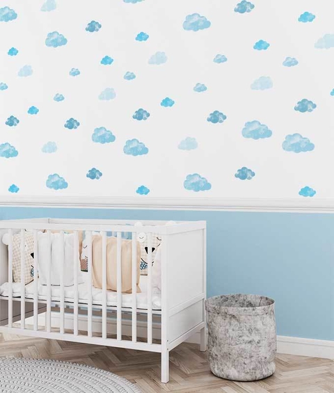 Adesivo nuvem azul aquarela sortida PR0188 - Decoração infantil | Loja Printme