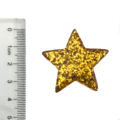 Aplique Estrela Plano Brilho Dourada Resina - 2 Unidades - comprar online