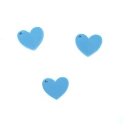 Pingente Coração Plano Liso Azul Claro