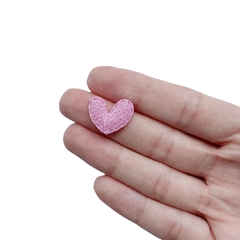 Aplique Mini Coração Glitter Rosa - 20 Unidades - comprar online
